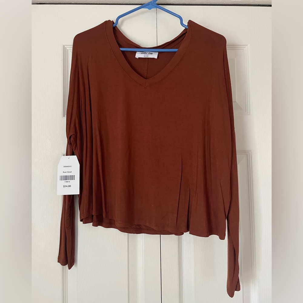 Rust Long Sleeve V-Neck Tee